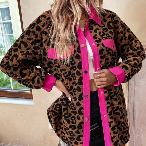 Brown leopard print Womens Coat - Picture 5 of 5